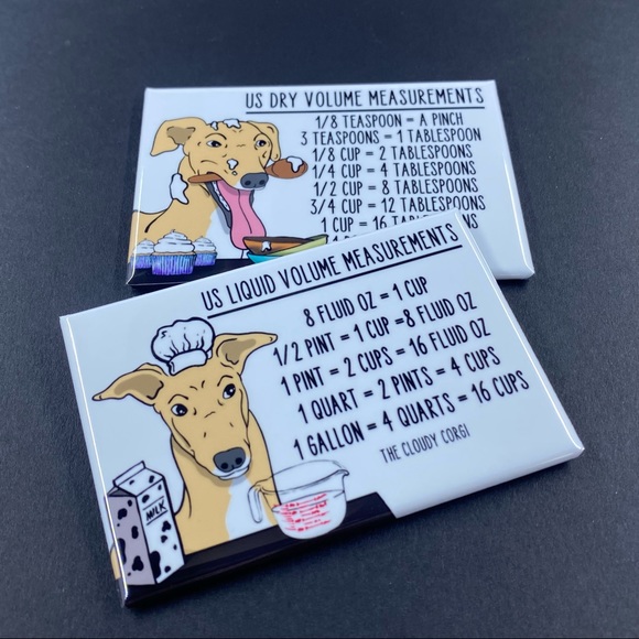 Fawn Greyhound Dog Measuring Chart Magnet Set Cooking Baking Guide - Picture 3 of 3